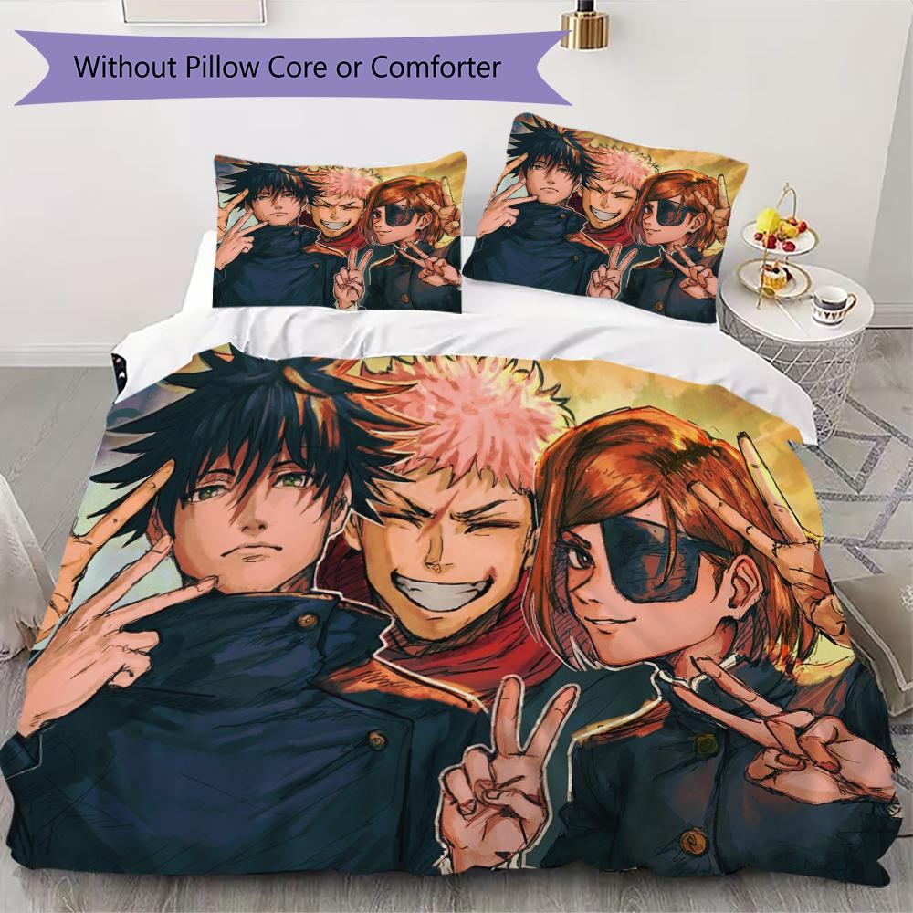 Set Copripiumino con Fantasia Jujutsu Kaisen Copripiumino Federa Decorazione per la Casa Regalo di Compleanno (1 * copripiumino + 2 * federe senza imbottitura)