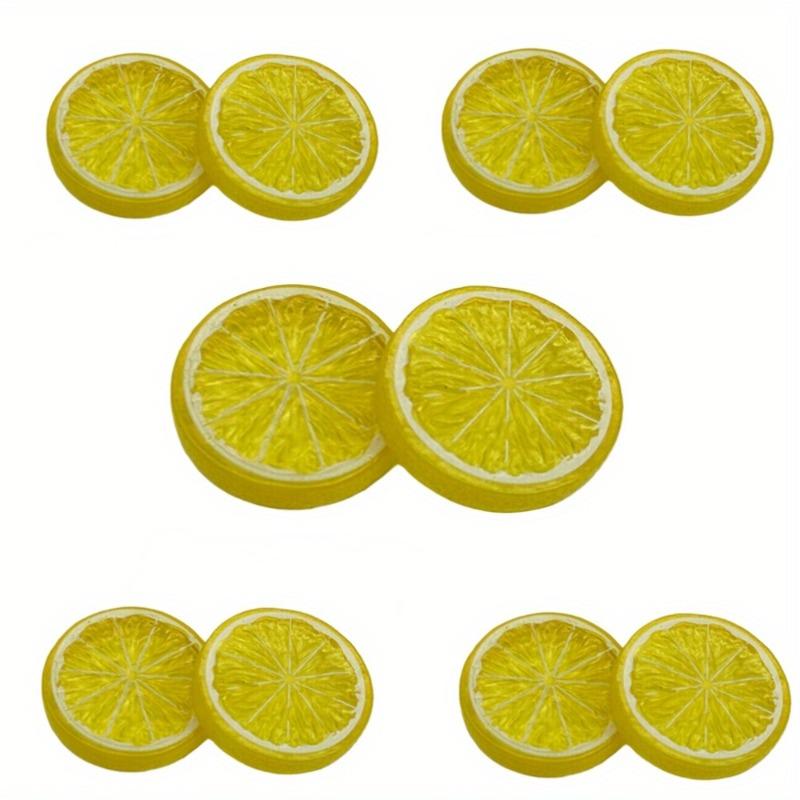 10pcs Artificial Lemon Slice Plastic Lemon Slice Fake Lemon Slice Simulation Fruit Decoration Decoration Photography Photo Props