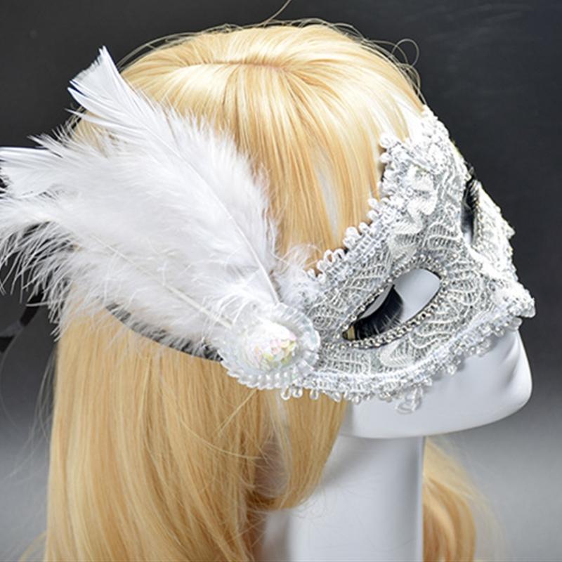 Masquerade Mask Wedding Carnival Party Performance Costumes Sex Lady Lace Mask Venice Feather Sexy Halloween Mask Gift