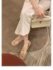 [] lp wife drag~ metal buckle tassel toe flat bottom herringbone cool slippers women wear summer