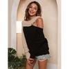 Autumn and Winter Women's Sexy Strapless Knitted Irregular Lapel Collision Splicing Loose Sweater