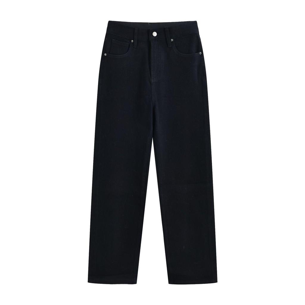 2025 Autumn/Winter Women's White High-Waisted Cropped Jeans – Petite Narrow Straight-Wide Leg Pants.