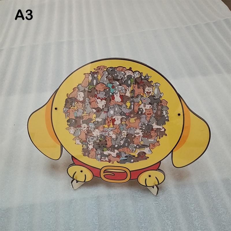 Dog Bear Shaped Puzzle With Animal Shards Wooden Jigsaw Puzzle Unique Irregular Animal Decorations Collectible Gift Challenging