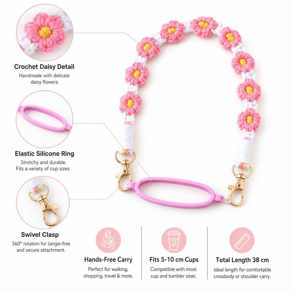 Silicone Cup Carrier Strap Polyester Water Bottle Strap Portable Tumbler Carrying Strap Walking