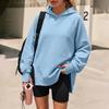 Women's Color Long Sleeve Hoodie with Raglan Sleeves and Split Hem