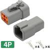 DTP 4 Pin Gray Male Female Waterproof Electrical Auto Connectors Plug DTP06-4S DTP04-4P(Color:4P Whole Set)