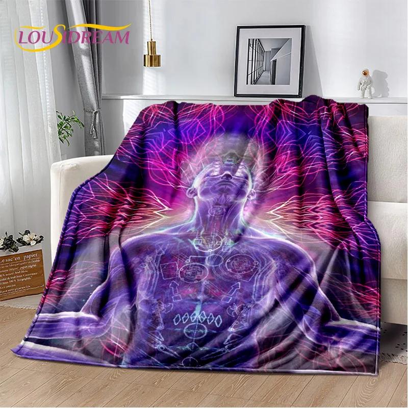 Naturalize Yoga Zen Meditation Rainbow 7 Chakra Blanket,Flannel Throw Blanket for Home Bedroom Bed Sofa Picnic Hiking Cover Kids
