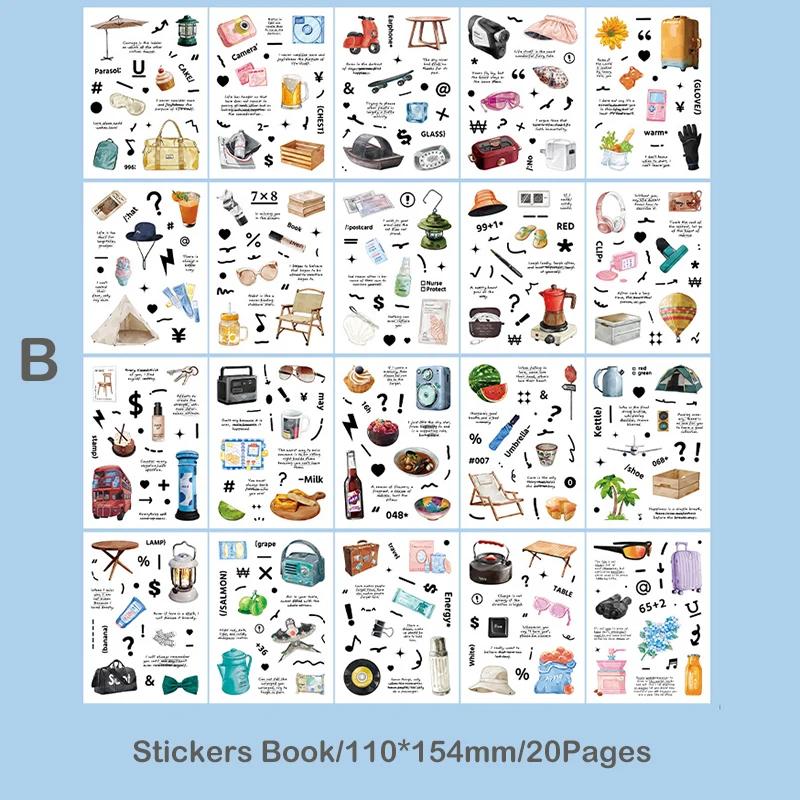 20 Pages Stickers Book DIY Scrapbooking Supplies Collage Junk Journal Cute Materials Decor Sticker Stationery