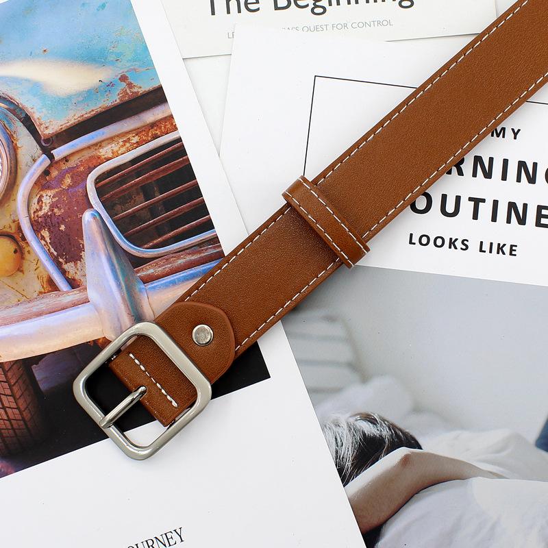 Ladies Square Day Buckle Belt Student Bf Merry Line Decorative Wide Belt