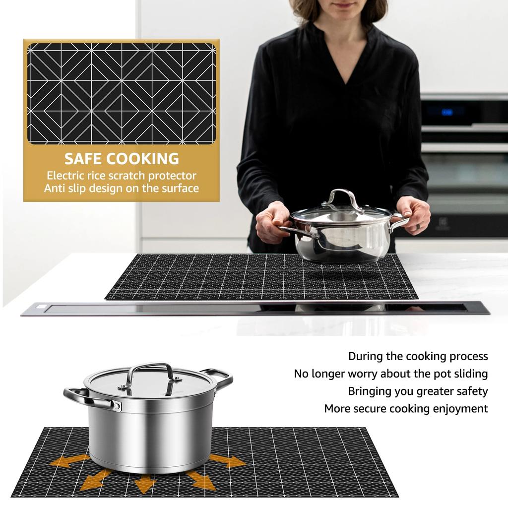 Induction Cooktop Protector Mat Nonslip Induction Protector Heat Resistant Magnetic Induction Stove Cover for Home Kitchen