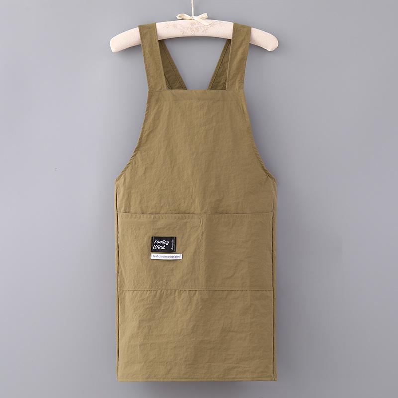 Premium Gray Japanese Cotton Apron with Wide Straps and Crossed Back for Unisex Use In Nail Salons, Milk Tea Shops, and Hot Pot Restaurants