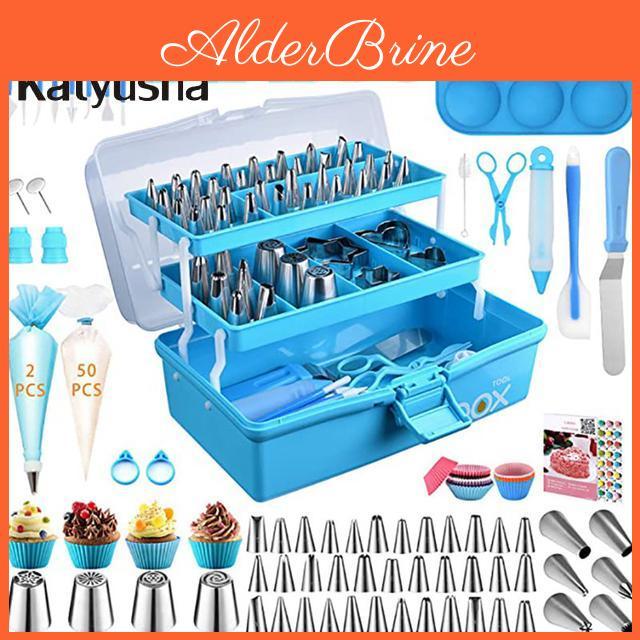 Cake Mouth Set 236pcs Decorating With Threelayer Storage Blue Folding Gift Box Baking Set Cake Decorating Accessories Tools
