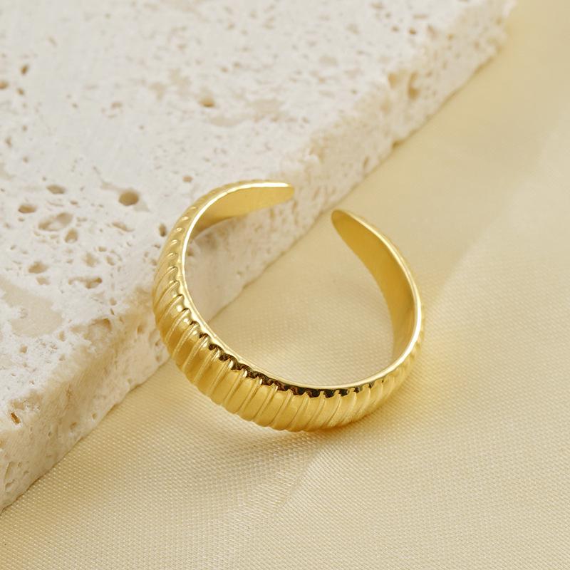 Adjustable Stainless Steel Minimalist Ring, Titanium Steel with 18k Gold and Steel Color, European-American Fashion Style