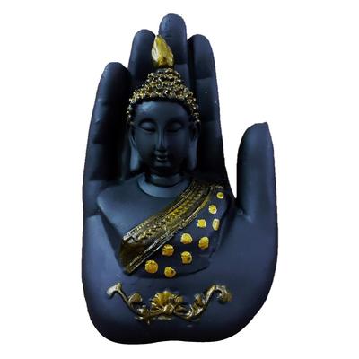 Schwarze Palme Gautam Buddha Statue zur Heimdekoration Hand Buddha Statue für Wohnzimmer Garten Budh Schauobjekt
