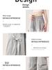 Design Butterfly Bow Gray Workwear Casual Pants Women Summer New Style High Waist Loose Wide Leg Pants Women