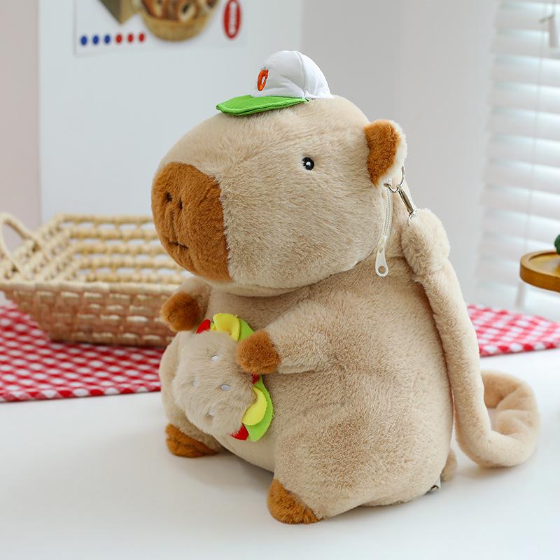 

Зеленая капибара - интернет-сенсация, плюшевый рюкзак-кукла - милая сумка с двойным плечевым ремнем и кроссбоди 30 cm