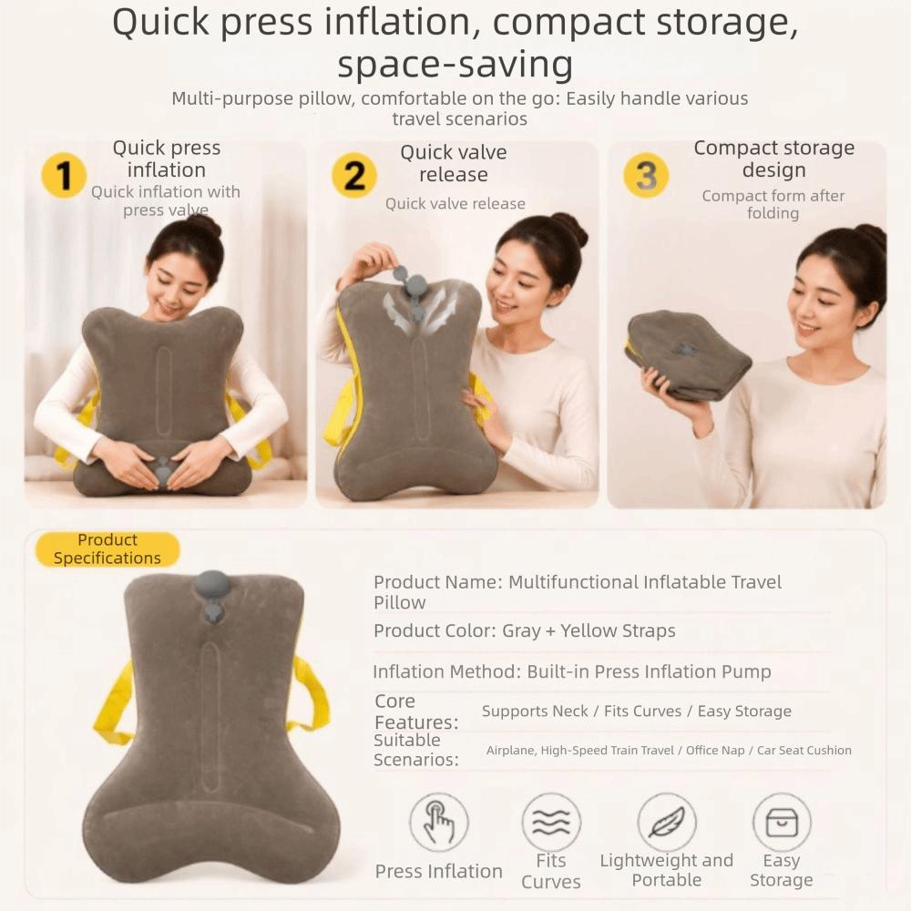 Ergonomic Support Inflatable Travel Pillow Lightweight Travel Neck Pillow Office Rest