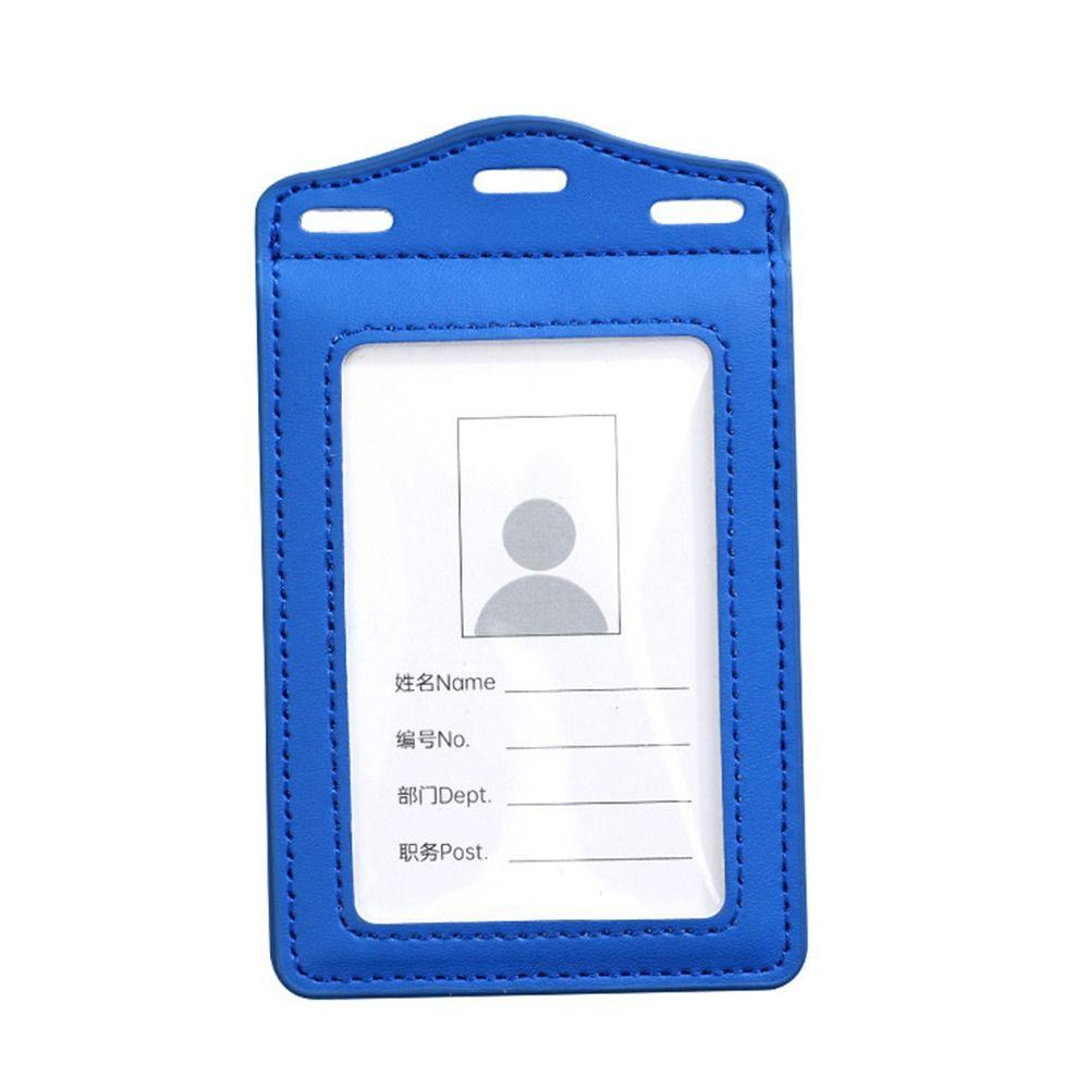 High Quality PU Leather Work Card Holder With Neck Lanyard Solid Color ID Card Cover Chest Cards Cases Business