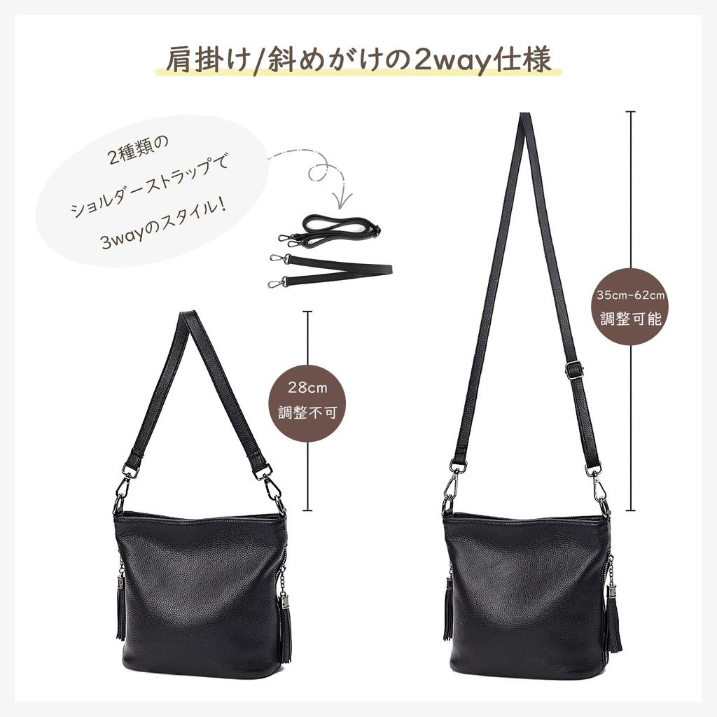 MFFOR Women's Genuine Leather Shoulder Bag, 2-Way, Crossbody Bag with Two Straps, Handheld or Crossbody, Large Capacity, Stylish, Simple, Casual,