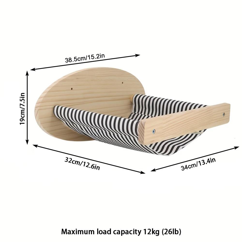 Cat Climbing Wall Mounted Hammock Scratching Post for Cat Wooden Furniture Ladder Steps Cats Sleeping and Playing