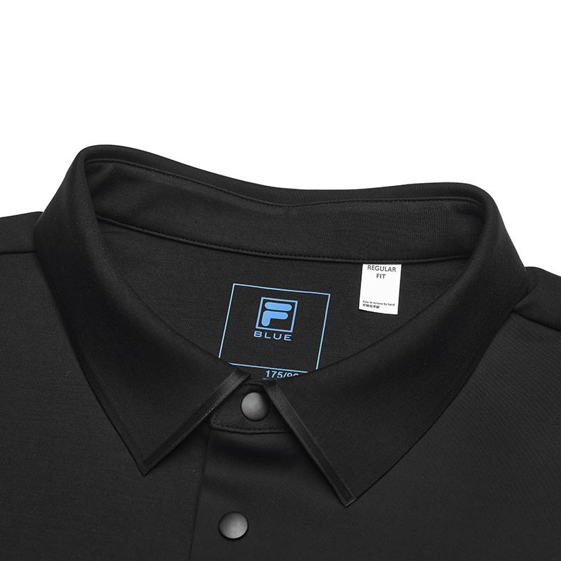 Fila Blue Series Versatile Knitted Long Sleeve Polo Shirt Men Tops Black F11M512205F-BK