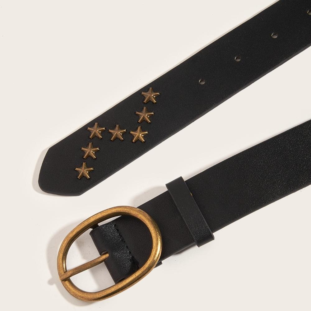 Punk Y2K Wide Belt Metal Buckle PU Leather Waistbands Fashion Star Rivet Waist Belt  Ornament