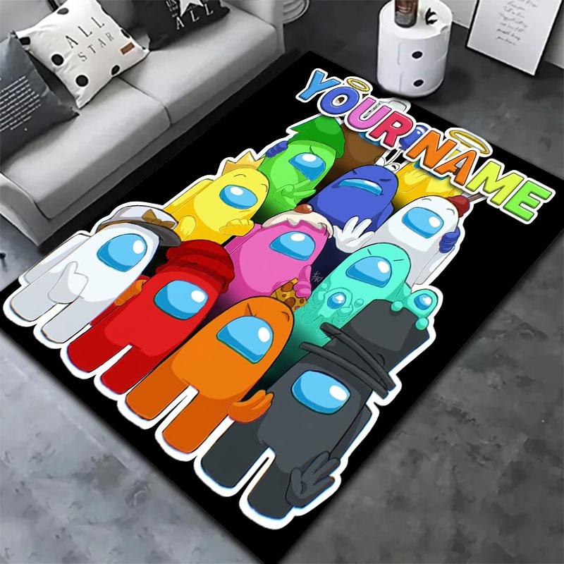 Among Us Custom Name Carpet Rug for Living Room Bedroom Home Sofa Decoration,Kids play Non-slip Floor Mat
