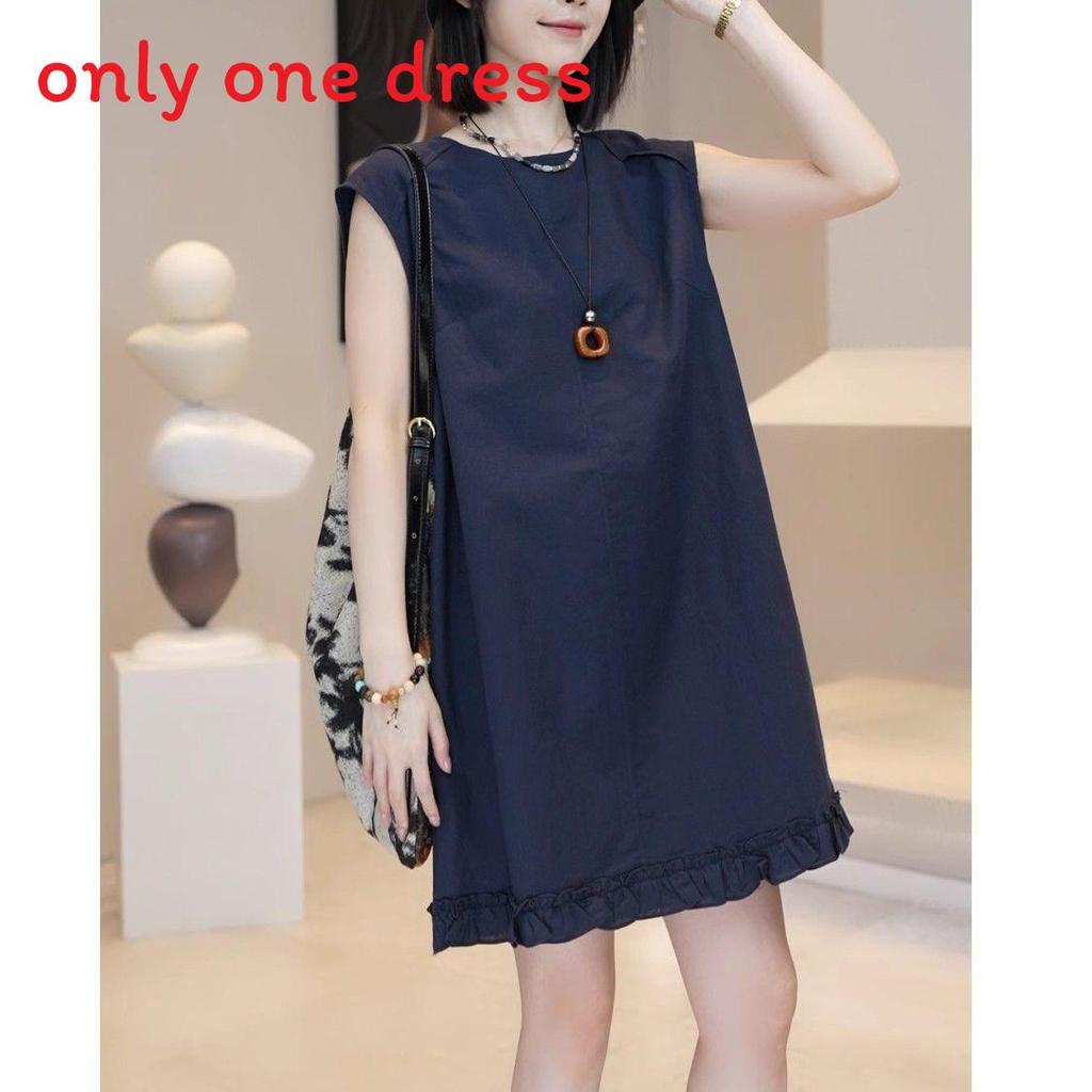 Summer Slimming Vintage Cotton Linen Dress With Round Neck For Casual And Travel Wear