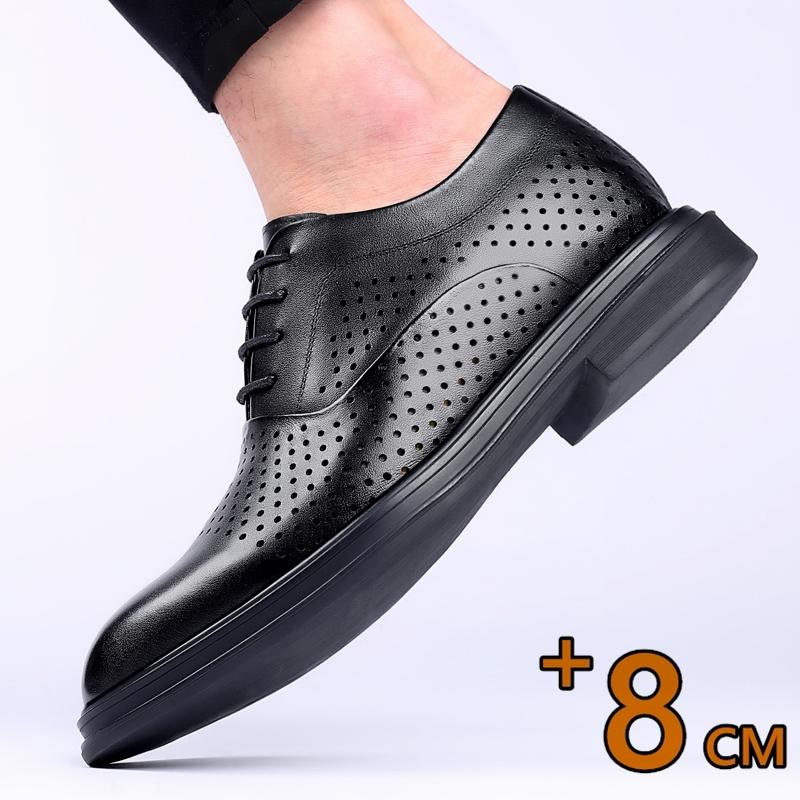 Breathable Summer Elevator Shoes Men Dress Shoes 3/6/8cm Men Formal Shoes Classic Business Hollow Men Oxfords Footwear Suit Shoe