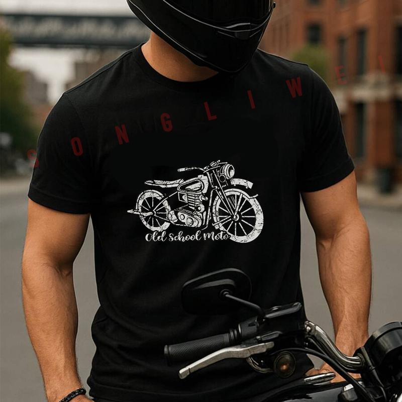 Retro Motorcycle Bike Design T-Shirt Motorrad Fans Moto Summer Cotton Men Short Sleeve O-Neck T