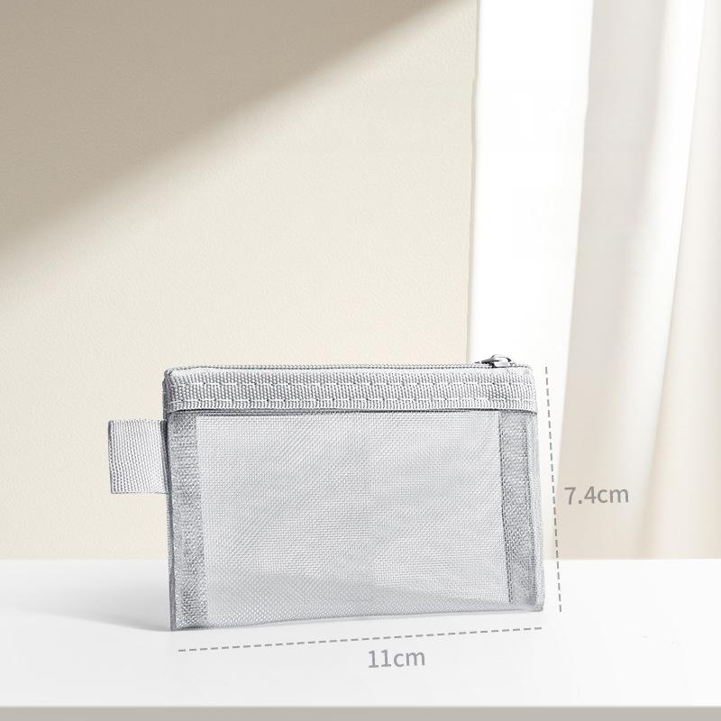 1Pc Portable Mini Zipper Mesh Storage Bag New Coin Purse Small Square Mesh Coin Purse Travel Storage Carry Pouch With Zippered