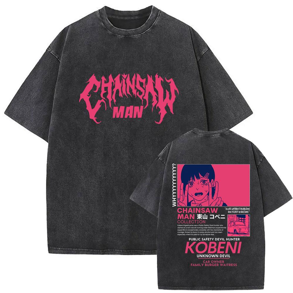 Sexy Makima Reze Power Graphic Tshirt Men Women Casual Otaku Locers T Shirt Chainsaw Man Washed Vintage Oversized T-shirt