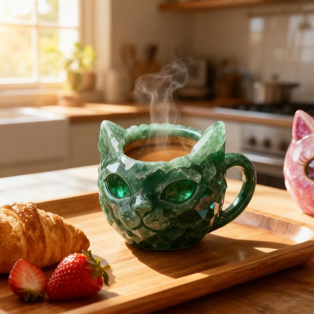 Harts Kattkopp Geod Kattkopp Unik Handgjord Faux Kattansikte Mugg Geod Kattungekopp Harts Kaffe Tekoppar Konstnärlig Dekor för Familj