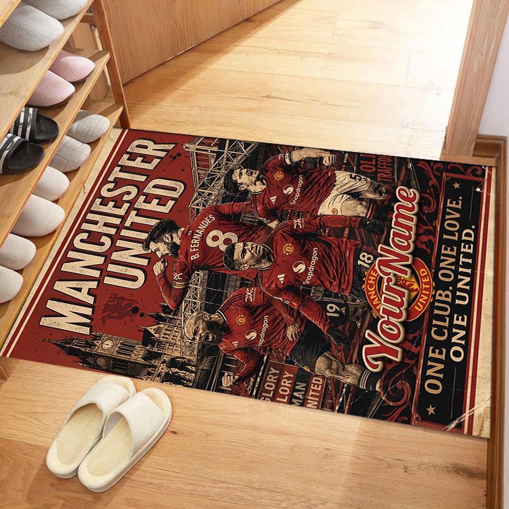Manchester Customizable Name Carpet Design for Playrooms Kitchen Bedrooms Outdoor Antislip Carpet Anime Office Decor Perfect Gift for Friends & Family