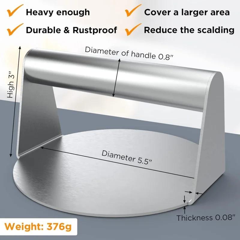 Hamburger Meat Press 430 Stainless Steel Non-Stick Meat Burger Press Circular Square Burger Kitchen Tool Meat Press