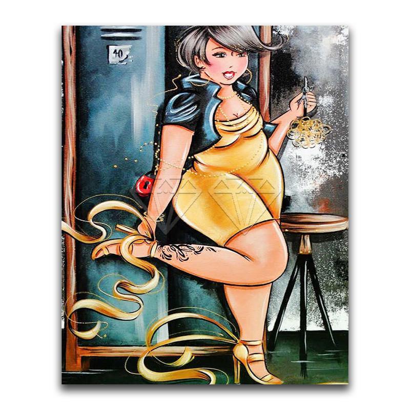 

5D DIY алмазная живопись толстая девушка дамы мультфильм милый домашний декор полная круглая алмазная вышивка крестиком Алмазная мозаика Full Round 30x40CM