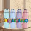 1PC Bold Color Hello Word Pattern 750ml Color Plastic Sports Water Bottle Leakproof Flip Straw Lid Suitable for Sports Office Home Use
