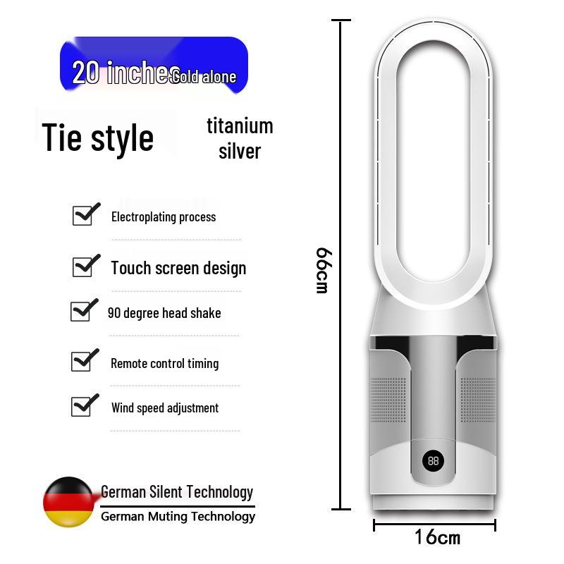 Bladeless Silent Ion Air Purifying Fan with Remote - Dual-Use for Hot & Cold