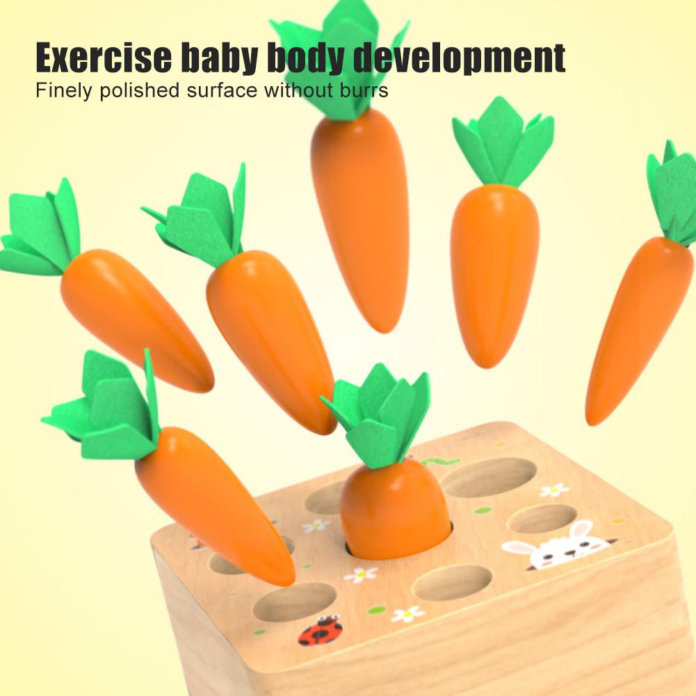 Wooden Pulling Radishes Toy Inserted Carrot Game Children Baby Education ToyPulling Radishes