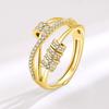 Women Spinning Zircon Five Ring Adjustable Open Band Lucky Rotating Circle Jewelry Fashion Elegant Gift