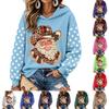 Women's Christmas Print Long Sleeve Top, Casual Comfortable Winter Shirt for Everyday Wear
