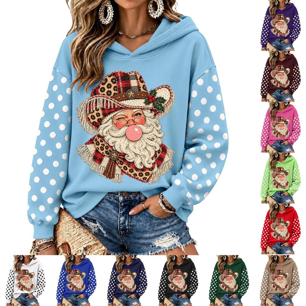 Women's Christmas Print Long Sleeve Top, Casual Comfortable Winter Shirt for Everyday Wear
