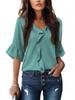 European & American Style Ruffled Lantern Collar Casual Women's Short-Sleeve Top 2026