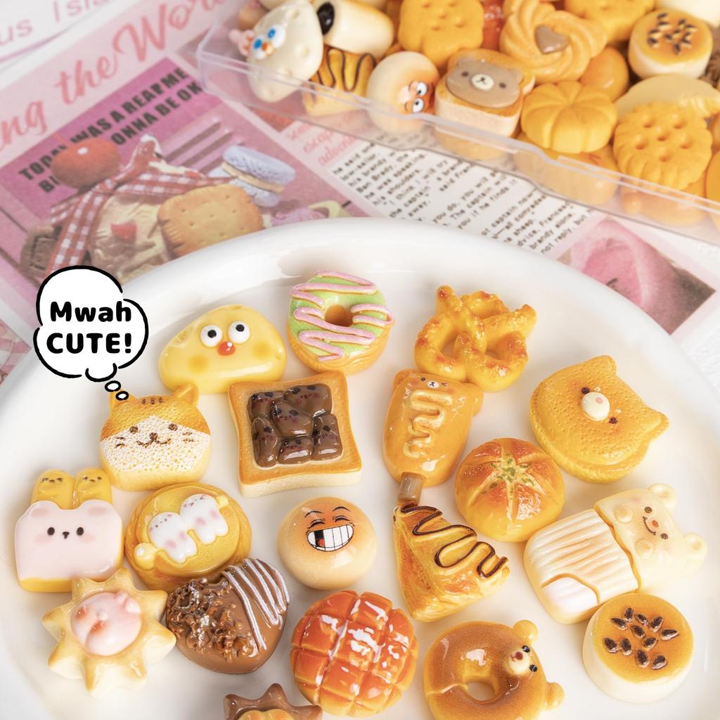 MOELIFE Resin Decorative Parts Set DIY with Various Accessory Decorative Cute Decorating Whipped Decorative Resin Resin Cute Beginners [Freely Motifs]