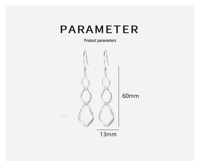 Elegant Water Drop Tassel Earrings, 925 Sterling Silver, Slimming Hollow Design for Women
