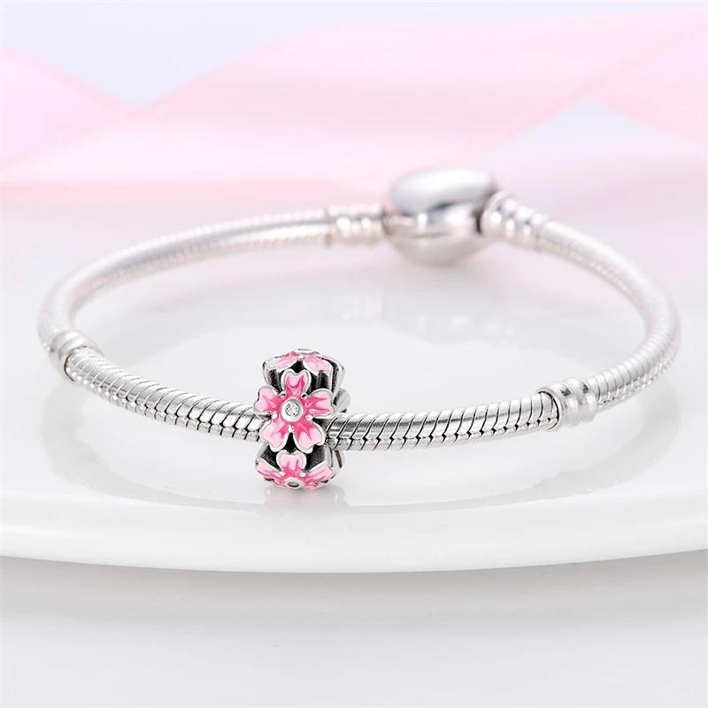 Authentic Charm Bead Charms copper Cherry Blossom Bead Charms Compatible With Charm Bead Charms Plata Bracelets for Women Women Jewellery Making Diy