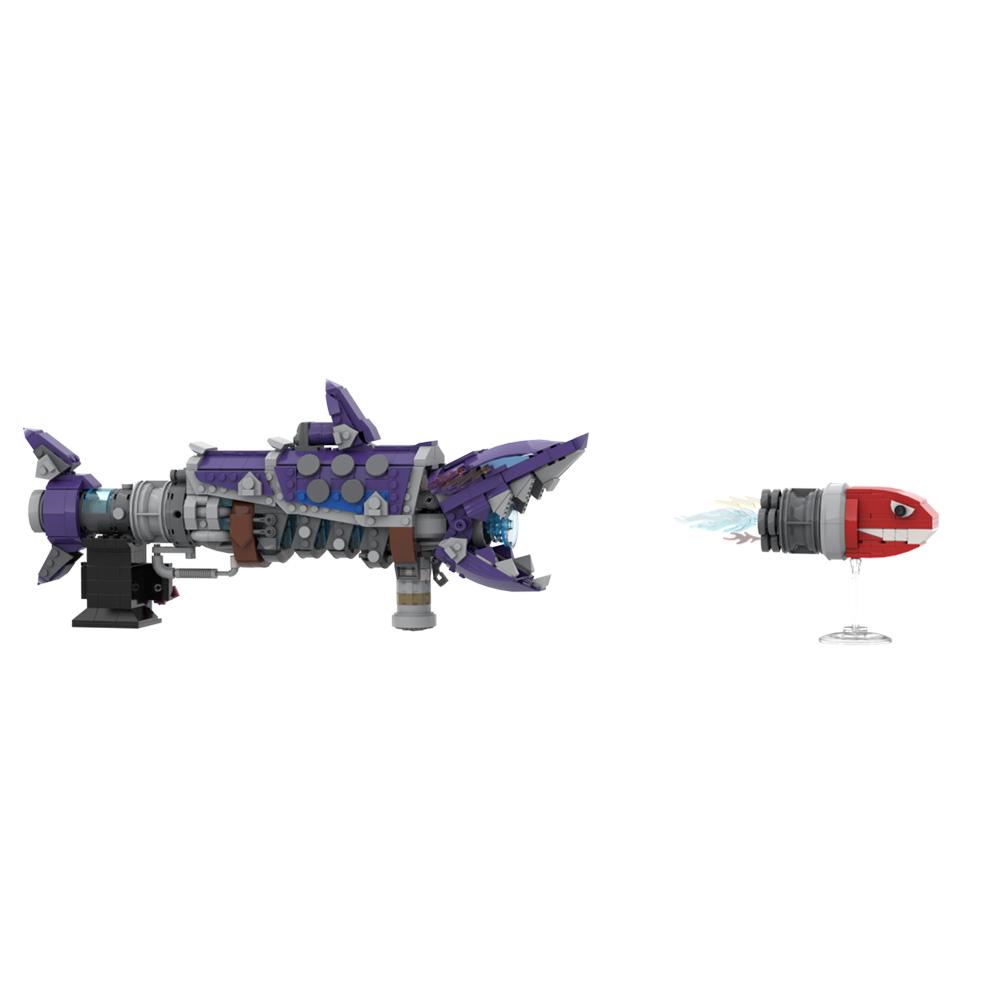 MOC Jinx Fishbone Bazooka Building Blocks Game Figure Magical Girl Jinx Combat Weapons Bricks Model DIY Assembly Toys Kids Gifts