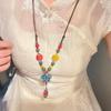 Painted ceramic fish necklace, Bohemian style woven rope necklace, women's vintage high-end beaded clavicle chain