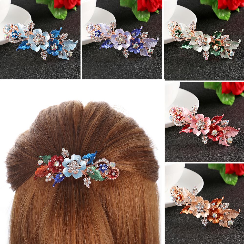 Fashion Flower Barrettes Resin Foral Hair Clip Barrette Crystal Hairpin Headwear For Woman Girls Hair Styling Accessories