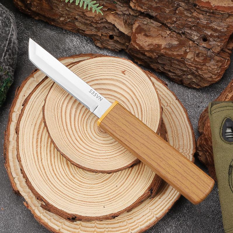 2Set Plastic Handle Stainless Steel Fruit Knife Double-Blade Boning Knife Meat Cleaver Butcher Chopping Cutter